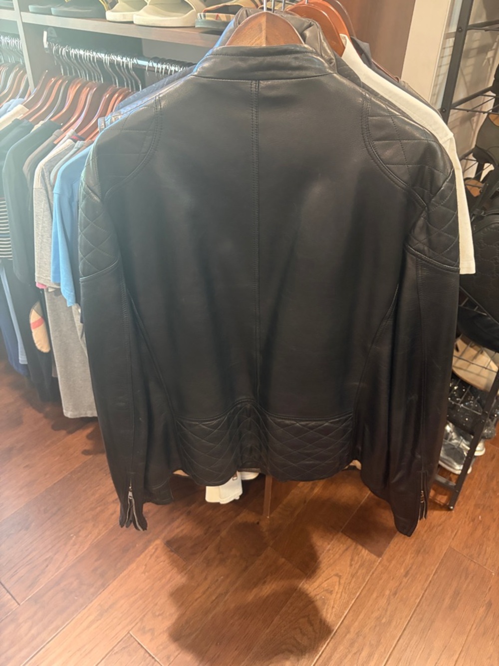 GUCCI Vintage Black Nylon and Leather Jacket with Signature Web Trim. - Picture 2 of 5